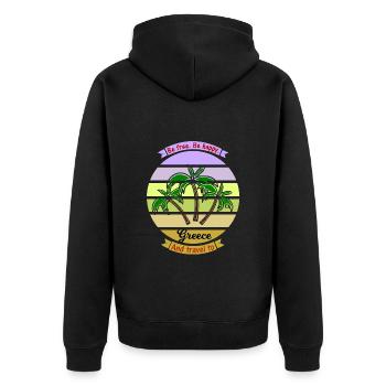 Urlaub in Griechenland - Unisex Premium Bio Zip Hoodie - Schwarz - Hinten - Nico (187cm)