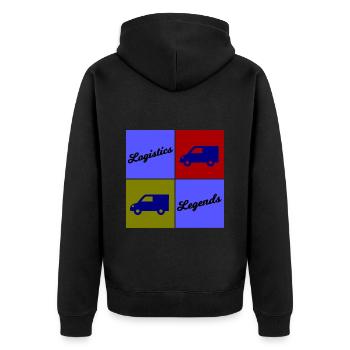 Logistics Legends - Unisex Premium Organic Zip Hoodie - black - Back - Nico (187cm)