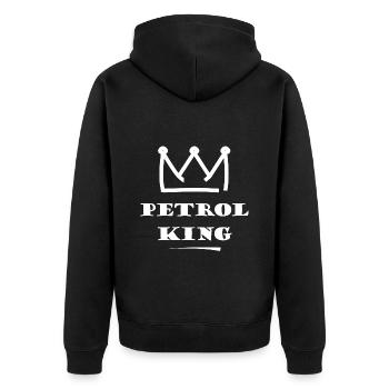 Benzin König - Unisex Premium Bio Zip Hoodie - Schwarz - Hinten - Nico (187cm)
