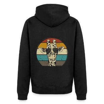 Giraffe retro vintag Zoo Afrika Safari - Unisex Premium Bio Zip Hoodie - Schwarz - Hinten - Nico (187cm)