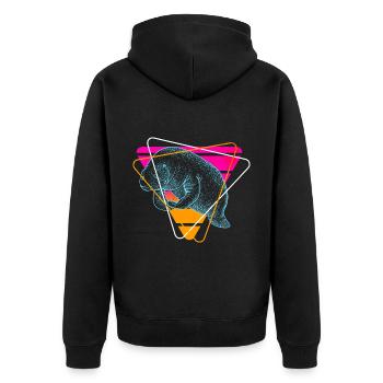 Vaporwave Manati - Unisex Premium Bio Zip Hoodie - Schwarz - Hinten - Nico (187cm)