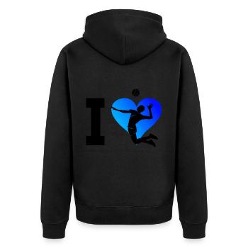 Volleyballer Beach Volley Volley Damen Volleyballs - Unisex Premium Bio Zip Hoodie - Schwarz - Hinten - Nico (187cm)