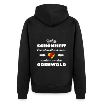 Odenwälder Schönheit - Unisex Premium Bio Zip Hoodie - Schwarz - Hinten - Nico (187cm)