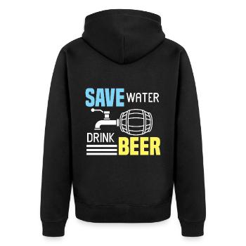 Bier Alkohol Party Trinkspiel Saufen - Unisex Premium Bio Zip Hoodie - Schwarz - Hinten - Nico (187cm)