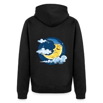 Mond Traum Träumer Schlafmütze für Kinder - Unisex Premium Bio Zip Hoodie - Schwarz - Hinten - Nico (187cm)