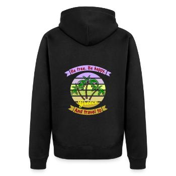 Reise nach Griechenland - Unisex Premium Bio Zip Hoodie - Schwarz - Hinten - Nico (187cm)