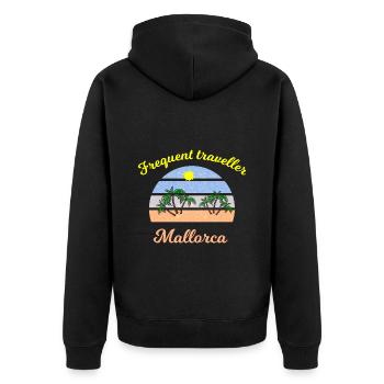 Mallorca Holidays - Unisex Premium Organic Zip Hoodie - black - Back - Nico (187cm)