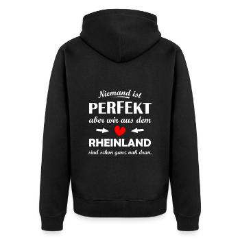 Die Rheinländer - Unisex Premium Bio Zip Hoodie - Schwarz - Hinten - Nico (187cm)