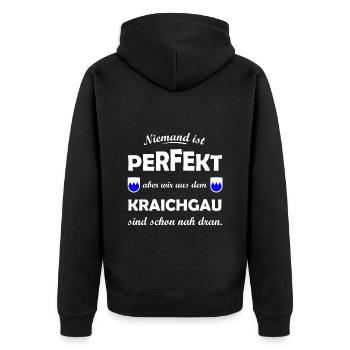 Die Kraichgauer aus Baden - Unisex Premium Bio Zip Hoodie - Schwarz - Hinten - Nico (187cm)