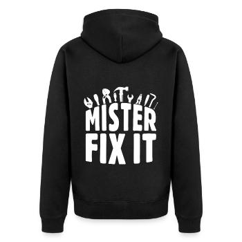 He repairs everything, he is the craftsman in the house - Unisex Premium Organic Zip Hoodie - black - Back - Nico (187cm)
