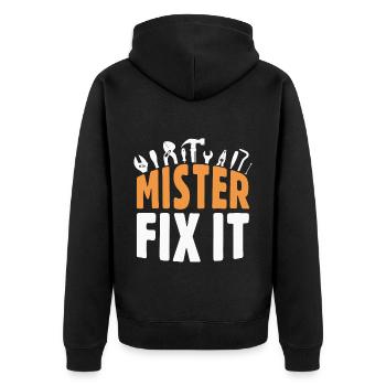 He repairs everything, he is the craftsman in the house - Unisex Premium Organic Zip Hoodie - black - Back - Nico (187cm)