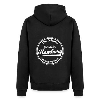 La ville hanséatique de Hambourg - Veste à capuche bio Premium Unisexe - noir - Dos - Nico (187cm)