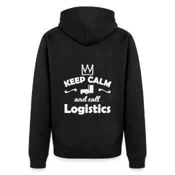 Das Transport Team - Unisex Premium Bio Zip Hoodie - Schwarz - Hinten - Nico (187cm)