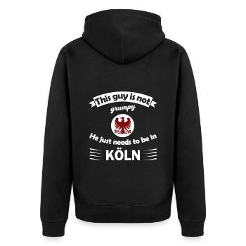 Die Kölner - Unisex Premium Bio Zip Hoodie - Schwarz - Hinten - Nico (187cm)
