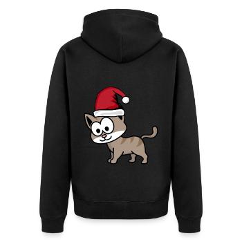 Katze Comic Weihnachten - Unisex Premium Bio Zip Hoodie - Schwarz - Hinten - Nico (187cm)