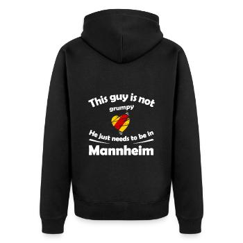 Daheim in Mannheim - Unisex Premium Bio Zip Hoodie - Schwarz - Hinten - Nico (187cm)
