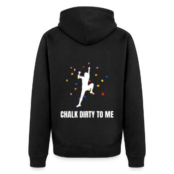 Chalk Dirty To Me Bouldern - Unisex Premium Bio Zip Hoodie - Schwarz - Hinten - Nico (187cm)
