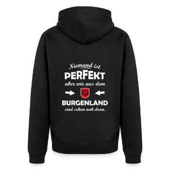 Burgenland in Österreich - Unisex Premium Bio Zip Hoodie - Schwarz - Hinten - Nico (187cm)