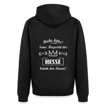 Könige aus Hessen - Unisex Premium Bio Zip Hoodie - Schwarz - Hinten - Nico (187cm)