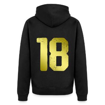 Maillot 18 Numéro - Veste à capuche bio Premium Unisexe - noir - Dos - Nico (187cm)