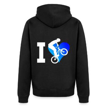 bmx Herren bmx fahrrad Radfahren bmx jungen - Unisex Premium Bio Zip Hoodie - Schwarz - Hinten - Nico (187cm)