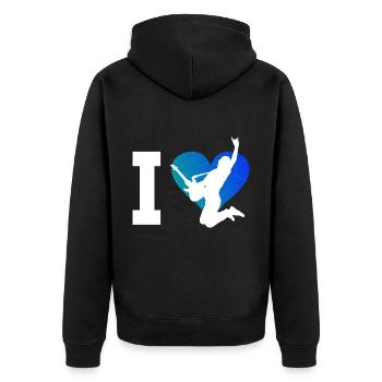Guitar Gitarre Egitarre akustische gitarre - Unisex Premium Bio Zip Hoodie - Schwarz - Hinten - Nico (187cm)