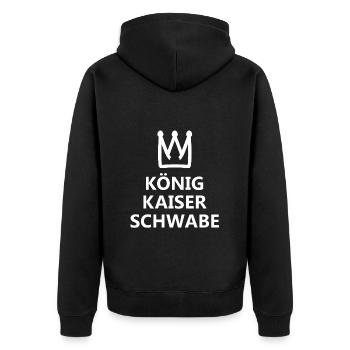 Majestät aus dem Schwabenland - Unisex Premium Bio Zip Hoodie - Schwarz - Hinten - Nico (187cm)