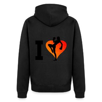 Kickbox Boxing Kickboxer Kickboxen Boxen - Unisex Premium Bio Zip Hoodie - Schwarz - Hinten - Nico (187cm)