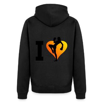 Women's Kickboxing Men's Kickboxer Kickboxing - Unisex Premium Organic Zip Hoodie - black - Back - Nico (187cm)