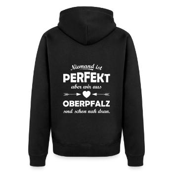 Die Oberpfälzer - Unisex Premium Bio Zip Hoodie - Schwarz - Hinten - Nico (187cm)