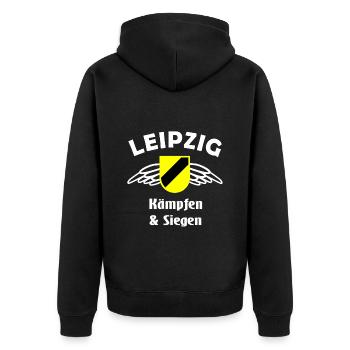 Tief im Osten - Unisex Premium Bio Zip Hoodie - Schwarz - Hinten - Nico (187cm)
