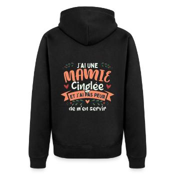 Mamie Cinglée - Veste à capuche bio Premium Unisexe - noir - Dos - Nico (187cm)