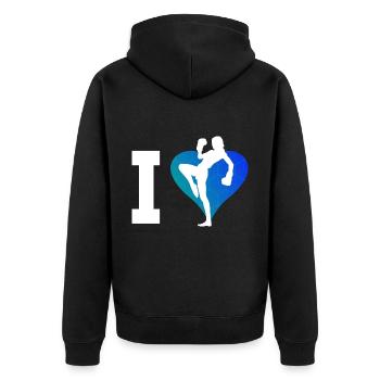 Women's Kickboxing Men's Kickboxing Kickboxer - Unisex Premium Organic Zip Hoodie - black - Back - Nico (187cm)