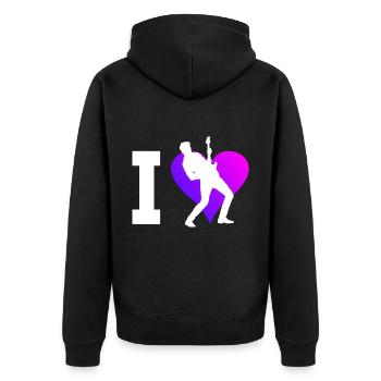 Herren Gitarrenspieler classical guitar - Unisex Premium Bio Zip Hoodie - Schwarz - Hinten - Nico (187cm)