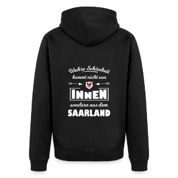 Die Saarländer - Unisex Premium Bio Zip Hoodie - Schwarz - Hinten - Nico (187cm)