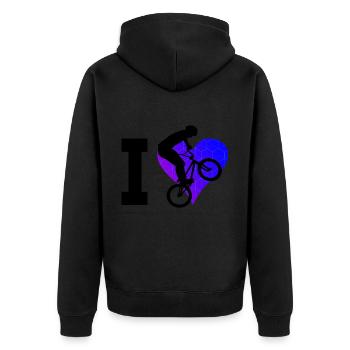 Damen bmx bmx jungen bmx fahrrad Herren Radfahren - Unisex Premium Bio Zip Hoodie - Schwarz - Hinten - Nico (187cm)