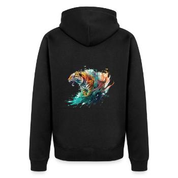 Tiger Splash Grunge Colorful Animal Predator Art - Veste à capuche bio Premium Unisexe - noir - Dos - Nico (187cm)