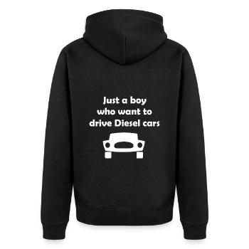 Lustige Diesel Fahrer - Unisex Premium Bio Zip Hoodie - Schwarz - Hinten - Nico (187cm)