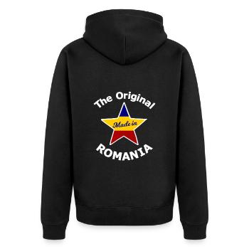 Tourist in Rumänien - Unisex Premium Bio Zip Hoodie - Schwarz - Hinten - Nico (187cm)