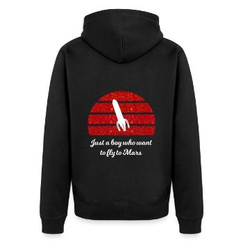 Der Flug ins Weltall - Unisex Premium Bio Zip Hoodie - Schwarz - Hinten - Nico (187cm)