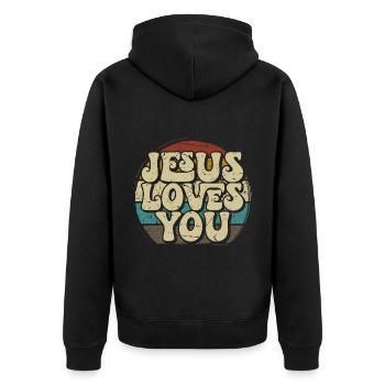 Jésus t’aime - Christian - Veste à capuche bio Premium Unisexe - noir - Dos - Nico (187cm)