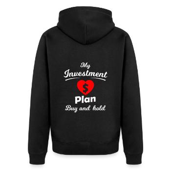Die Börsen Idee - Unisex Premium Bio Zip Hoodie - Schwarz - Hinten - Nico (187cm)