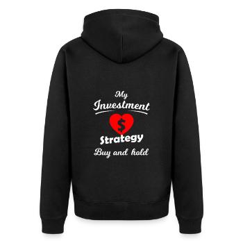 The Investor Strategy - Unisex Premium Organic Zip Hoodie - black - Back - Nico (187cm)