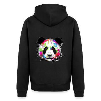 Colorful Panda - Unisex Premium Organic Zip Hoodie - black - Back - Nico (187cm)