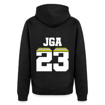 Jga 23 Maillot Enterrement de vie de jeune fille - Veste à capuche bio Premium Unisexe - noir - Dos - Nico (187cm)