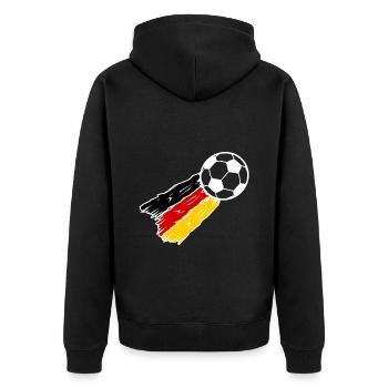 Die deutsche Fußball Rakete - Unisex Premium Bio Zip Hoodie - Schwarz - Hinten - Nico (187cm)