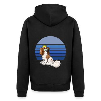 Cavalier Retro Blue - Unisex Premium Organic Zip Hoodie - black - Back - Nico (187cm)