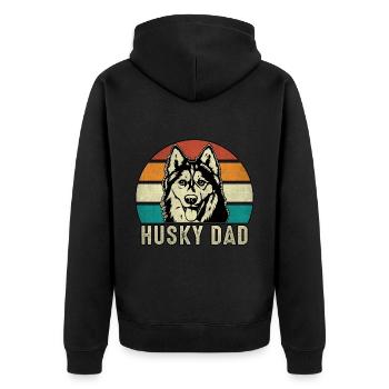 Husky Dad - Unisex Premium Bio Zip Hoodie - Schwarz - Hinten - Nico (187cm)