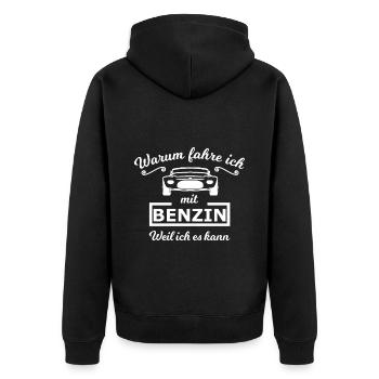 Benzin und Hubraum Auto - Unisex Premium Bio Zip Hoodie - Schwarz - Hinten - Nico (187cm)