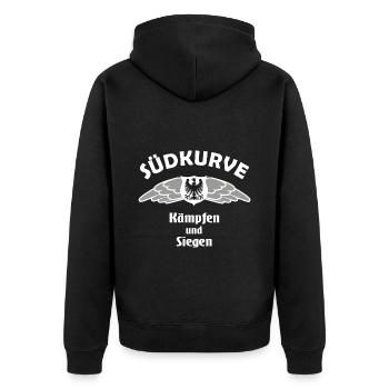 Die Fans der Südkurve - Unisex Premium Bio Zip Hoodie - Schwarz - Hinten - Nico (187cm)